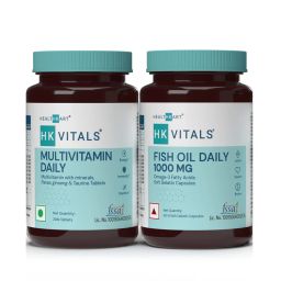 HealthKart HK Vitals Assorted Multivitamin - Fish Oil (30N tabs+ 30N Softgel caps),  2 Piece(s)/Pack -0
