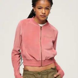 Emb Velour Zip Baseball Jacket-46