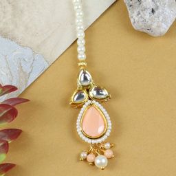 Asthetika Kids Girls Kundan Studded Maang Tikka Head Jewellery-image-7