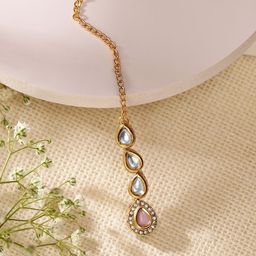 Priyaasi Gold-Plated Kundan Studded Maang Tikka Head Jewellery-29