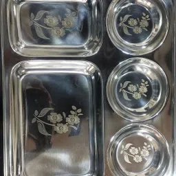 STAINLESS STEEL STYLISH 5 COMPARTMENT BHOJAN THAL Sectioned Plate-picture-26