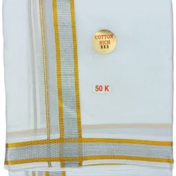 exclusive Traditional Cotton Dhoti 1/2 Colour Border In 8x4 (3.60M) Dhoti & 2M Angavastram Men Dhoti-image-28