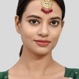 Silvermerc Designs Gold-Plated Stone Studded & Beaded Maangtikka-29