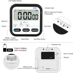 aerys Digital Timer & Stopwatch Alarm Table Clock for Students, Home, Office Clock image 2