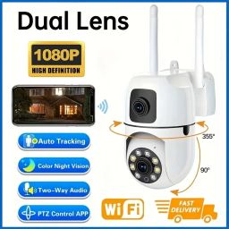 Bzrqx 1080P Full HD WiFi PTZ CCTV Dual Lens Camera Audio Night Motion Detection Security Camera-image-83