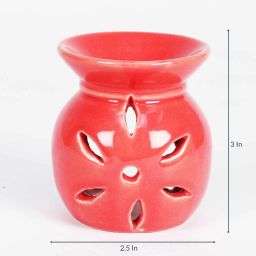 lyallpur stores Ceramic Aroma Handcrafted T-Light Diffuser Room Freshner Pot Shape Design Red Colour ( Pack Of 4 ) Diffuser image 3