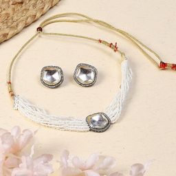 PRIVIU Gold-Plated Stone-Studded & Beaded Jewellery Set-picture-17