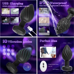 purvish 10 frequency Wawe Silicon Vibrating Body Massager Plug for Ultimate Relaxation with, Remote Controlled water resistance (SIZE-M) Rechargeable Massager image 3