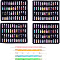 48 Bottles Nail Art Decoration Glitter Set With Dotting Tool for Nail, Face, Eye, Hair, Slime Making DIY Craft Nice Return Gift For Girl (Pack of 5)-image-85