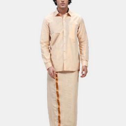 Men Cotton Silk Shirt Dhoti Set-image-54