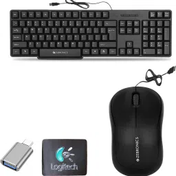 TagVin Wired K20 Keyboard, Mouse, Mouse Pad, C-OTG (Set of 4) Combo Set-image-6