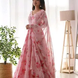 Geometric Print Georgette Stitched Anarkali Gown-picture-12