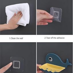 Fish Shape Cute Adhesive Waterproof Wall Mounted Soap Dish(PACK OF 4)-image-63