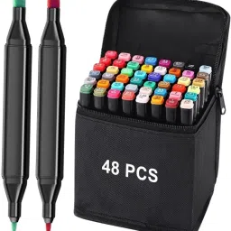 Dual Tip Art Markers-48 AR681 48 PCS Bullet and Calligraphy Alcohol Ink Marker Nib Sketch Pen-image-70