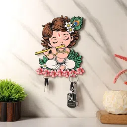 Premium Little Krishna Wooden Key Hanger For Living Room Wood Key Holder-image-22