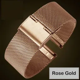 EWAccessories 16mm Mesh Strap Metal Bracelet Straps Rose Gold Stainless Steel Watch Band 16 mm Stainless Steel Watch Strap-image-20
