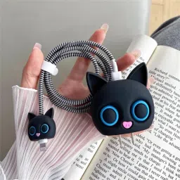MobiLooks Charger Cover for iPhone 18W-20W Type C Charger 3D Cartoon Design Cat Eye Case Cable Protector-image-72