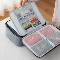 zestan Polyster Multilayer Travel File Document Organiser Storage Bag With Lock image 5