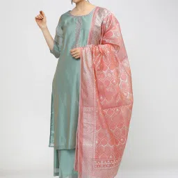 Women Cotton Blend Kurta Palazzo Set-image-1