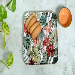 august collectives Multicolor Iron Tropical paradise 2 Pcs Platter With Dip Bowl-picture-23