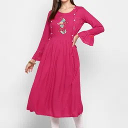 KALINI Women Pink Thread Work Anarkali Kurta-picture-25