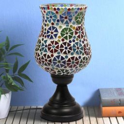 new era Gerard Multicolour Glass Shade Table Lamp With Metal Base-picture-10