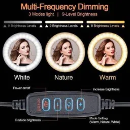 JAMMY ZONES Portable 10" Ring LED Light With 3 Brightness Mode Flash STAND TRIPOD 7ft J10 Ring Flash image 3