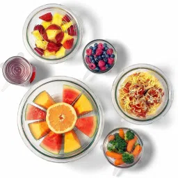 Silicone Bowl Cover, Reusable Silicone lids for Bowls Stretchable, 6 Different Sizes of lid for Microwave Vessel Cover lid Set for Cups Mugs (Round Design Lid (6 Pcs)) 7 inch Lid Set-8