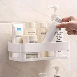 Self Adhesive Multi-Purpose Wall Hanging BATHROOM floating Shelf Plastic Wall Shelf-image-89