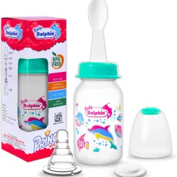 Prince 2 in 1 Baby Feeding Bottle with Spoon |Anti-Colic| BPA Free, 3m+, Fish - 125 ml-image-13