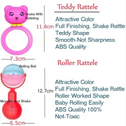 hinik Rattles and Teether for Babies, Pack of 8 Pcs - Colourful Lovely Attractive Rattles and Teether for Babies, Toddlers & Children,Plastic,Multi color Rattle image 4