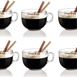 Pack of 6 Glass Glass Crystal Clear TeaCoffee Cup Set,Espresso,Cappuccino,hotChocolate GreenTea-image-17