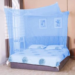 Cotton Adults Washable Square Plain Mosquito net 7 * 7 (Blue) - Foldable Flexible for Single Bed and Double Bed Mosquito Net-image-31