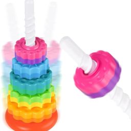Rainbow Educational Spinning Tower Stacking Toy Activity Toy for Babies-26
