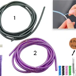 CoverLelo (Pack of 2) 1.5 Meter/ 150 cm Shinning Spiral Cable Protector-image-7