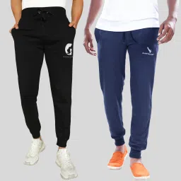 Pack of 2 Men Graphic Print Blue, Black Track Pants-image-55