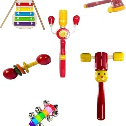 Wooden Musical Rattles for 3 month plus babies ( pack of 6) Rattle-image-35