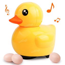 Baby Musical Duck Laying Eggs Toy Dancing Universal Wheel Walking Yellow Duck-image-6