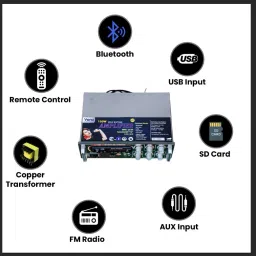 vora Bluetooth High Voltage Amplifier | USB, SD Card, AUX Input / Remote Control. 20 W AV Power Amplifier image 4