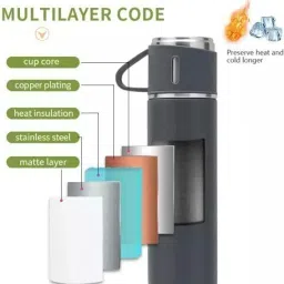 rapid Vacuum Insulated Flask Set 3-Cups set for Hot & Cold Drink Set [Upto 12-Hours] 500 ml Flask image 4