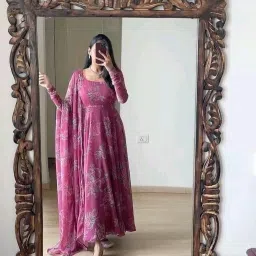Floral Print Georgette Stitched Anarkali Gown-image-45