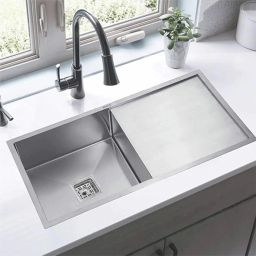 304 Stainless Steel Handmade Single Bowl With Drainboard 45x20x10 Kitchen Sink Kitchen Sink Vessel Sink-image-49