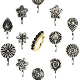 VAMA Black Silver Plated Sterling Silver, Metal Nose Stud Set-1