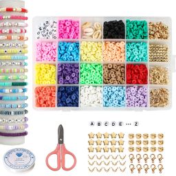 Clay Beads for Jewelry Making 468pcs Kit, Color Flat Round Spacer Bead-image-24