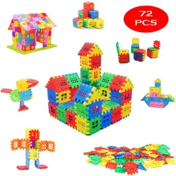 jvm Multi Colored 72 Pcs Mega Jumbo Happy Home House Building Blocks with Attractive Windows and Smooth Rounded Edges - Building Blocks for Kids image 2