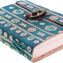 craft club Blue Leather Embossed Notebook With C-Lock A6 Diary Unruled 144 Pages image 2