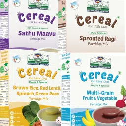 USDA Organic Certified Stage3 Sprouted Porridge Mixes Combo - 4 Packs With Brown Rice | Organic Baby Food for 8 Months Old Baby |4 Packs, 200g Each Cereal-5