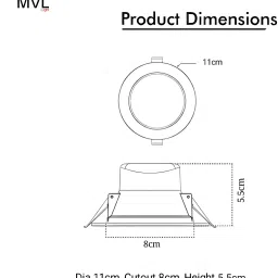 mvl 9W 7-in-1 Round LED Conceal Panel Down Light Colour Changing Light (Red/Blue/Pink/Green/Yellow/Sky-blue/White, Pack of 5) Ceiling Light Ceiling Lamp image 5