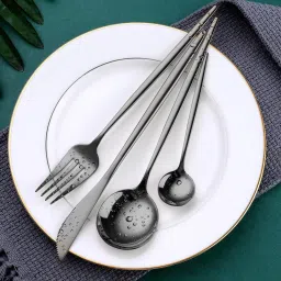 keshuenterprise 24 Piece Premium Stainless Steel Cutlery Set (black) Stainless Steel Cutlery Set image 4