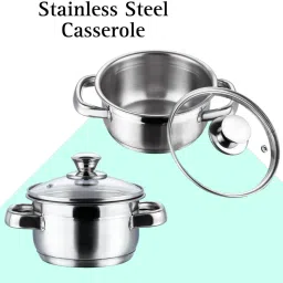 Stainless Steel Handi With Glass Lid,Casserole with Lid, Cook & Serve 1500ml_161 Cook and Serve Casserole-11